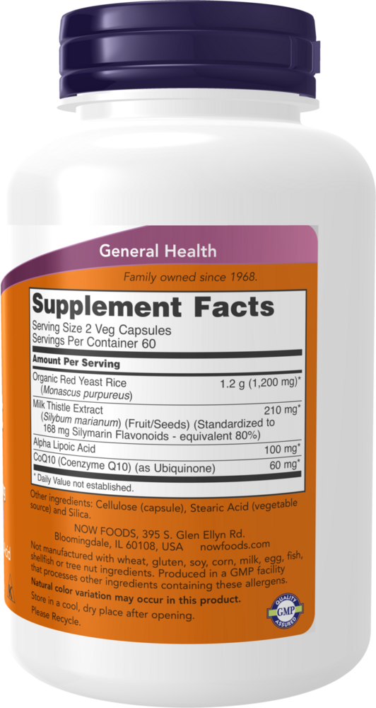 Red Yeast Rice & CoQ10 Supplement Facts Label