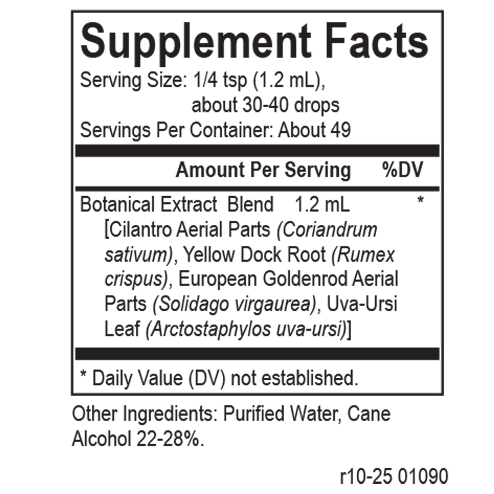 Core Cilantro Blend Supplement Facts Label