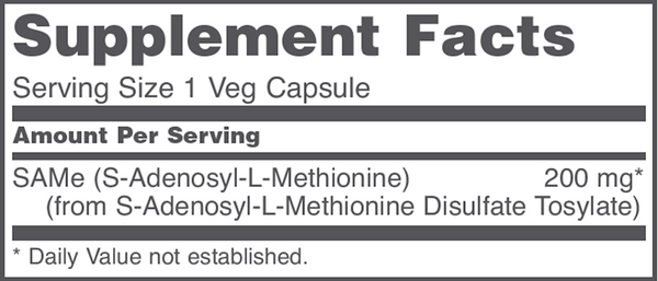 SAMe 200 mg Supplement Facts Label
