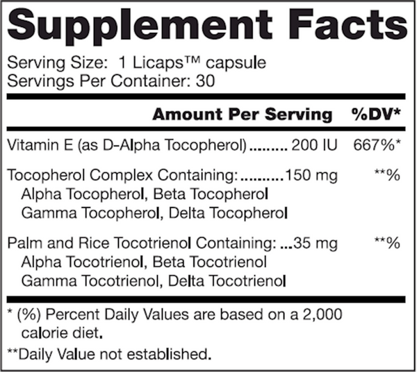 Vitamin E Supplement Facts Label