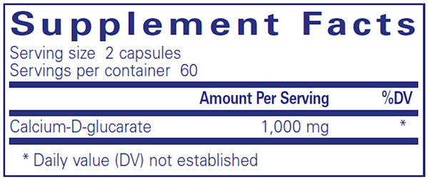 Calcium-D-Glucarate Supplement Facts Label