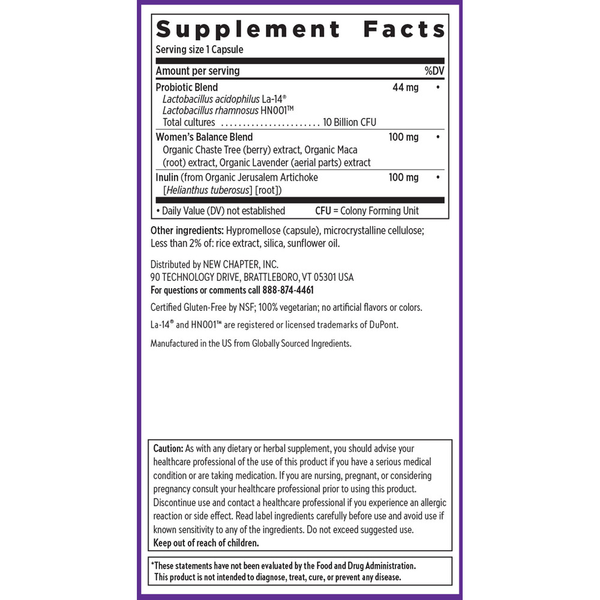 Women's Daily Probiotic Supplement Facts Label