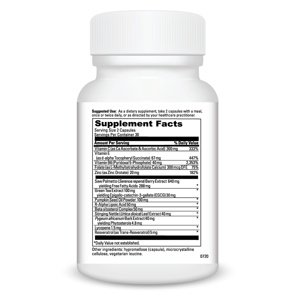 Prostate Health Supplement Facts Label