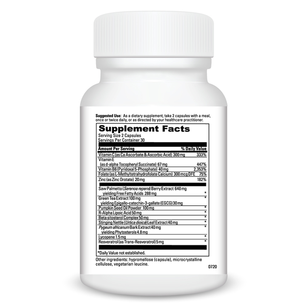 Prostate Health Supplement Facts Label