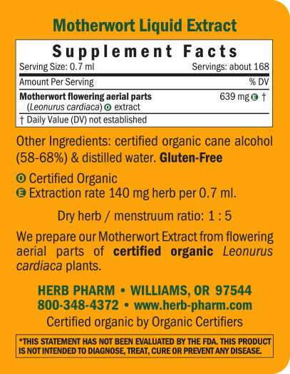 Motherwort/Leonurus cardiaca Supplement Facts Label