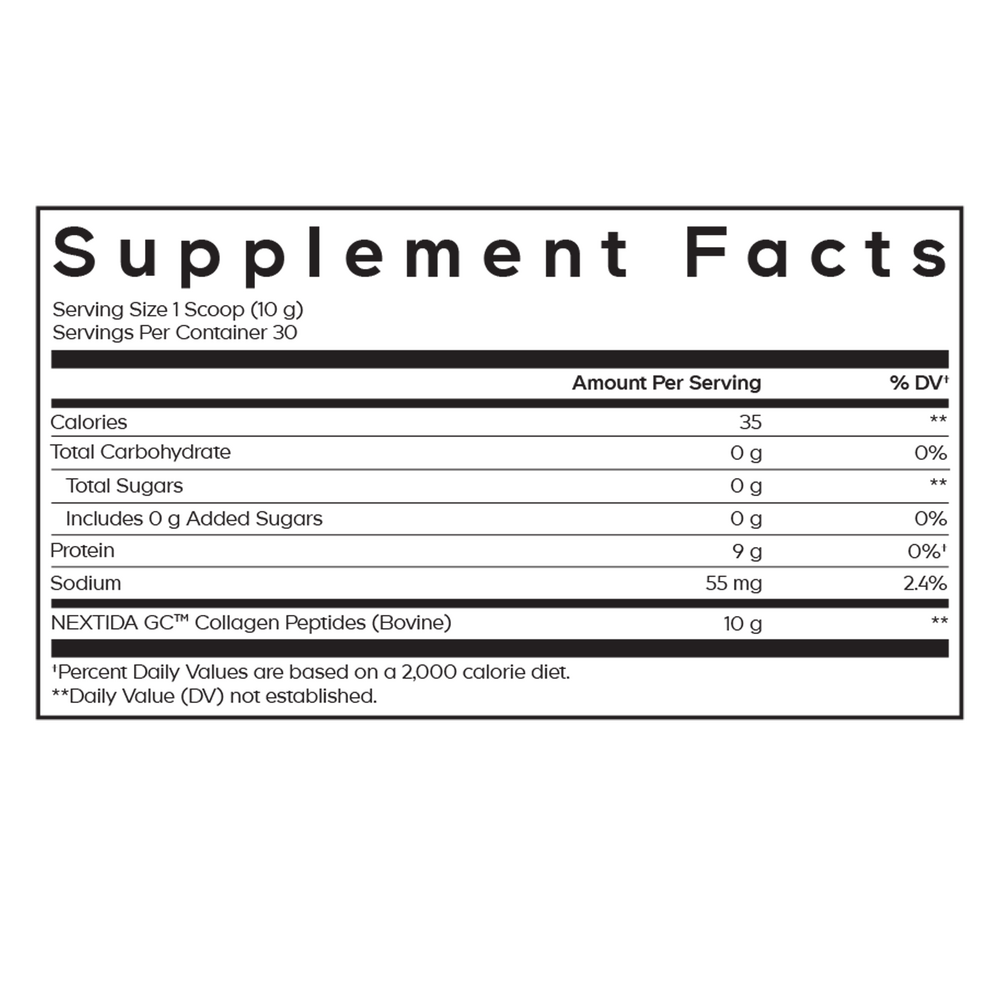 GLP-1 Collagen Peptides Powder Supplement Facts Label