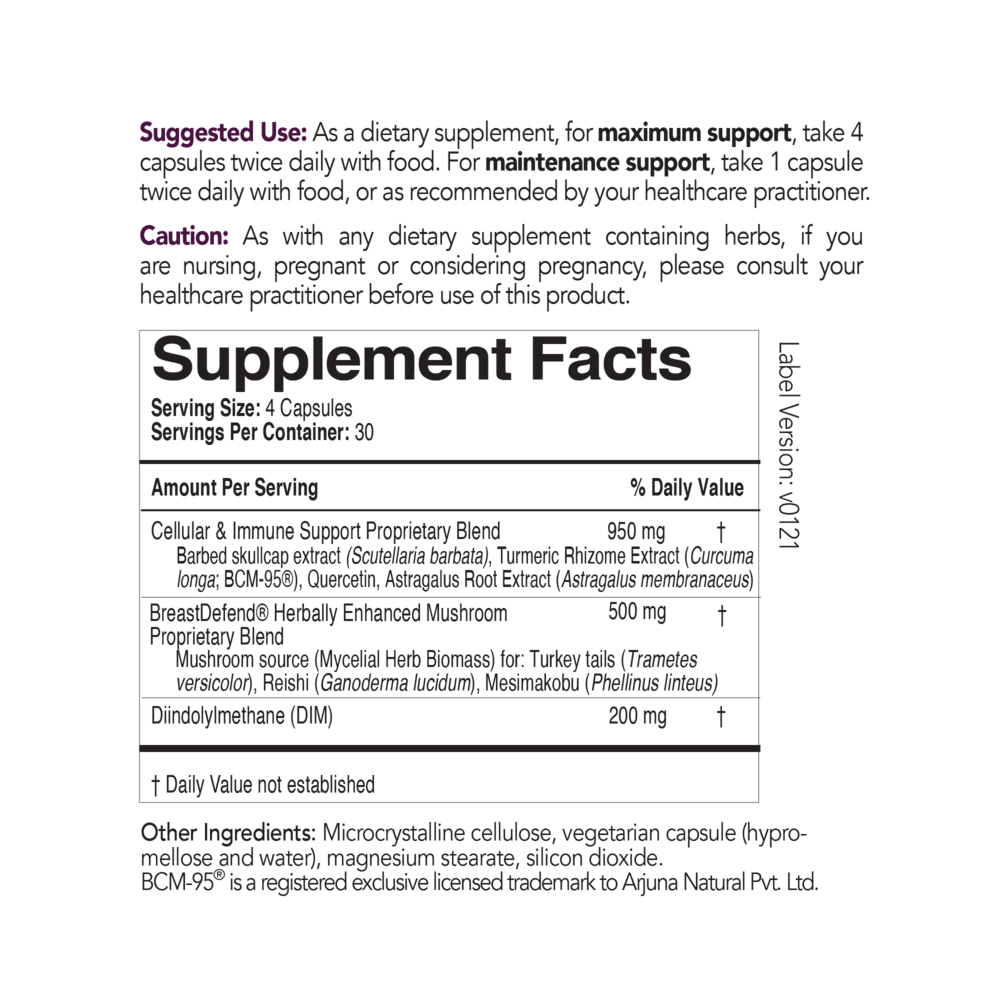 Breast Defend Supplement Facts Label