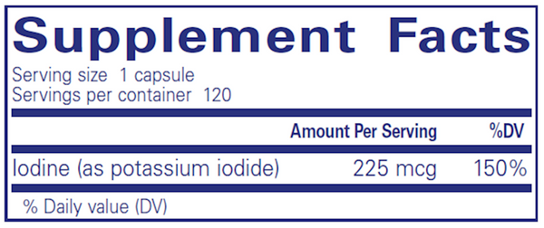 Iodine (Potassium Iodide) Supplement Facts Label