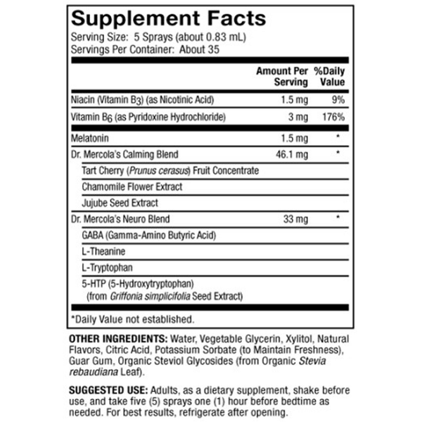 Sleep Support with Melatonin Supplement Facts Label