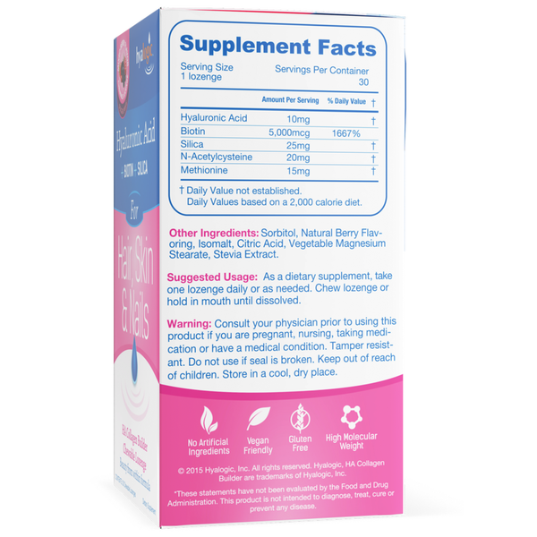 HA Hair Skin & Nails Supplement Facts Label