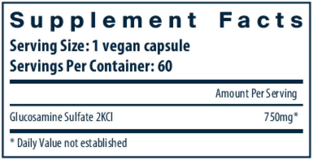 Glucosamine Sulfate Veg 750 mg Supplement Facts Label