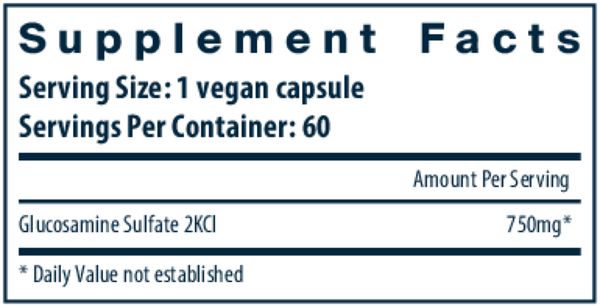 Glucosamine Sulfate Veg 750 mg Supplement Facts Label