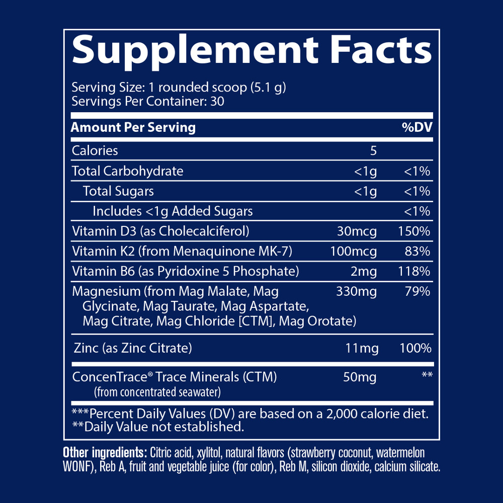 Multi Magnesium Powder - Tropical Watermelon Supplement Facts Label