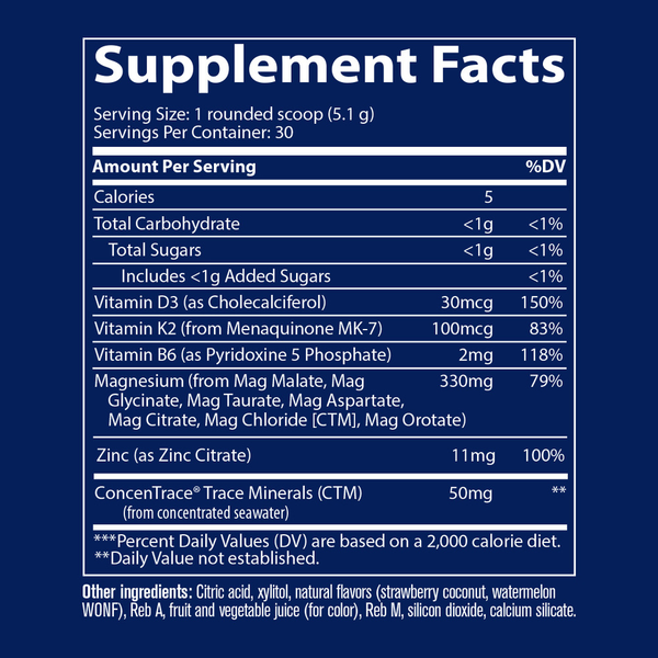 Multi Magnesium Powder - Tropical Watermelon Supplement Facts Label