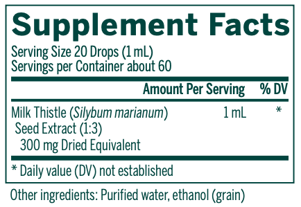 Milk Thistle Tincture Supplement Facts Label