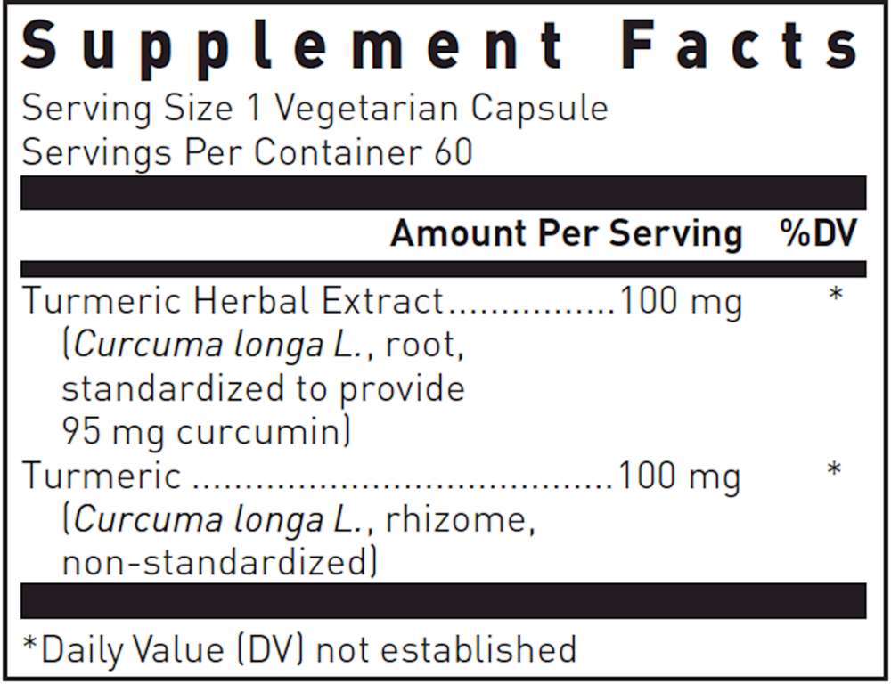 Turmeric Max-V Supplement Facts Label