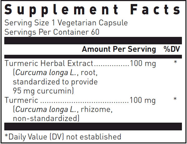 Turmeric Max-V Supplement Facts Label