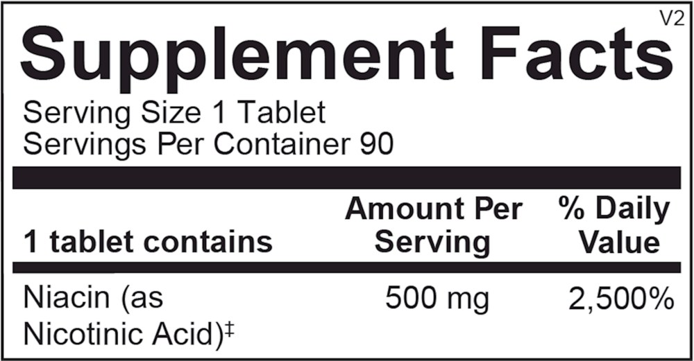 Time Release Niacin Supplement Facts Label