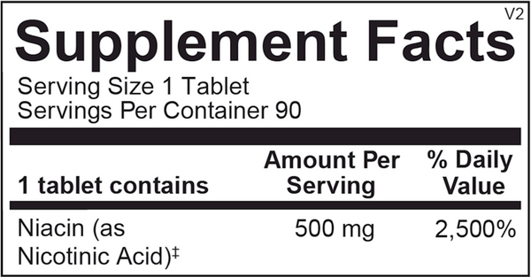 Time Release Niacin Supplement Facts Label