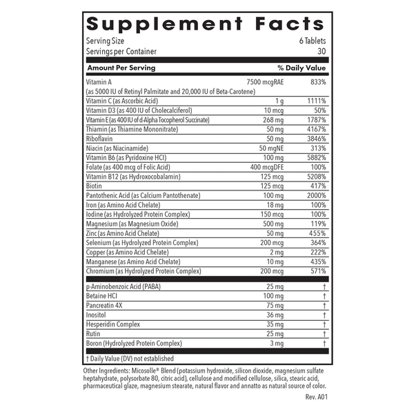 Optimox® Androvite® Supplement Facts Label