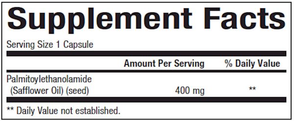 PEA (Palmitoylethanolamide) Supplement Facts Label