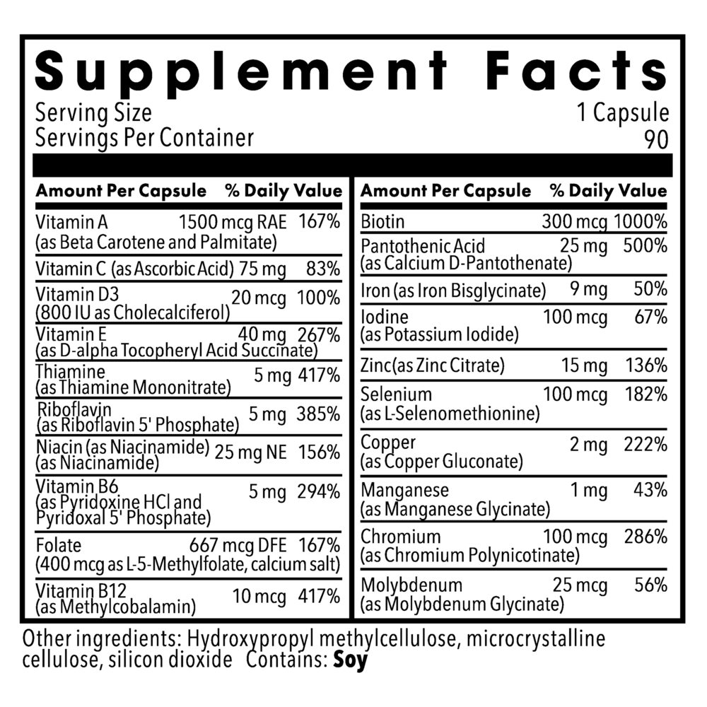 Little One Children's Multivitamin Supplement Facts Label