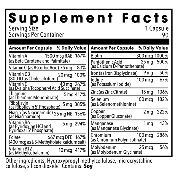 Little One Children's Multivitamin Supplement Facts Label