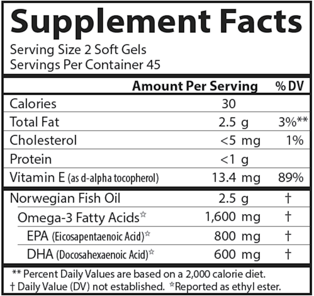 Elite Omega Supplement Facts Label
