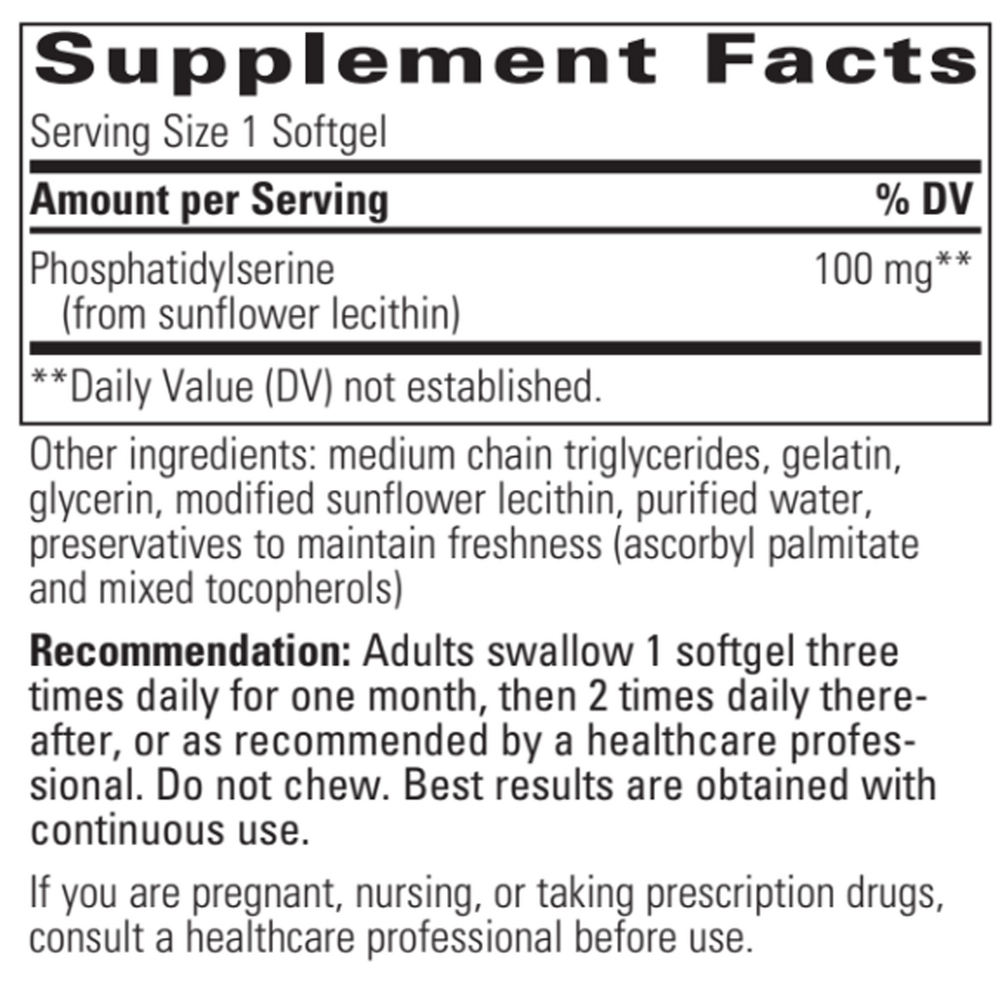 Phosphatidylserine Soy-Free Supplement Facts Label
