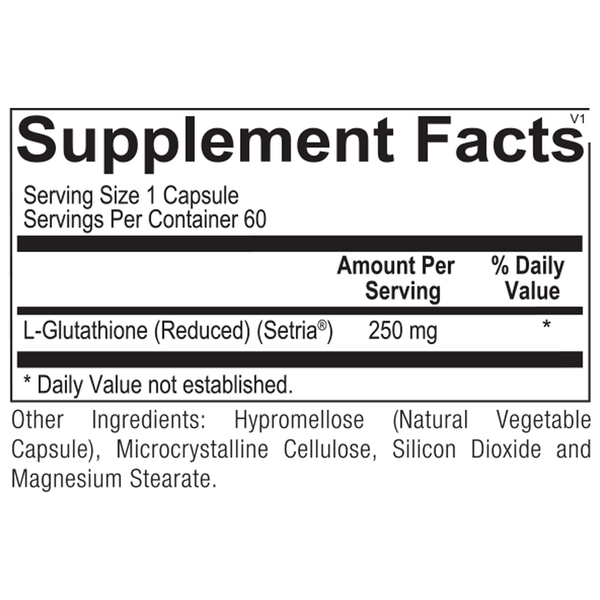 L-Glutathione Supplement Facts Label