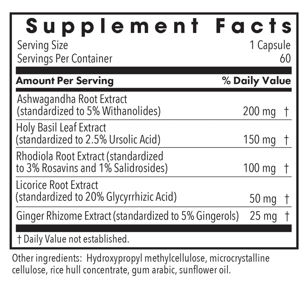 Herbal Adapt Supplement Facts Label