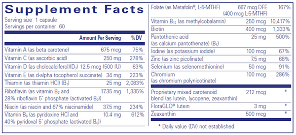 Multi T/D Supplement Facts Label