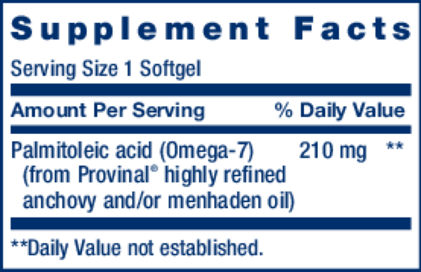 Provinal® Purified Omega-7 Supplement Facts Label
