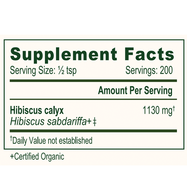 Hibiscus Powder Organic Supplement Facts Label