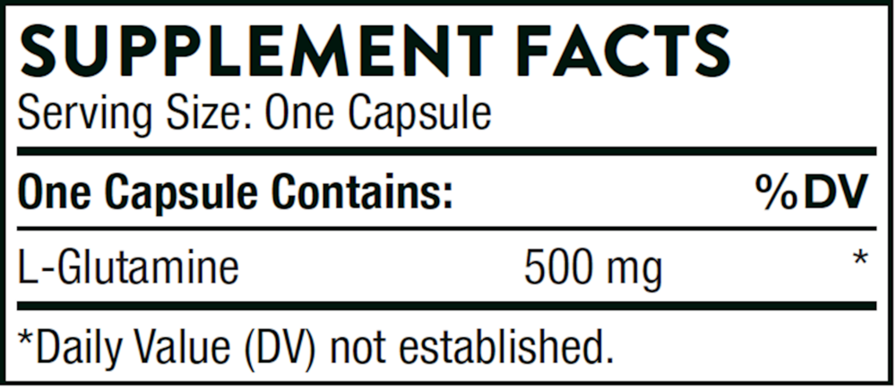 L-Glutamine Supplement Facts Label