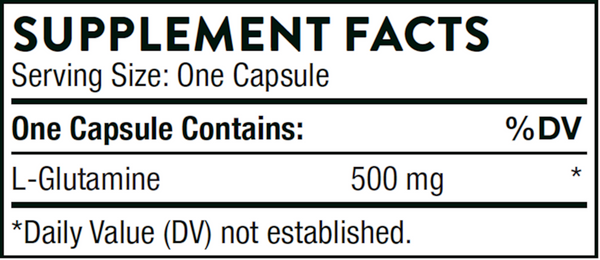 L-Glutamine Supplement Facts Label