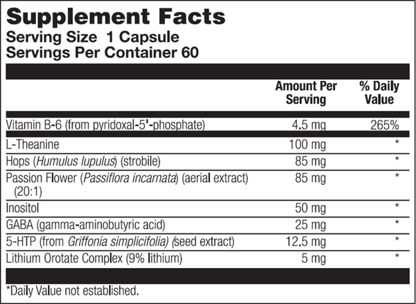 Stress Factors Supplement Facts Label