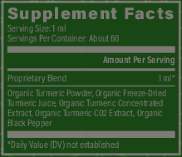Turmeric Raw Herbal Extract Supplement Facts Label