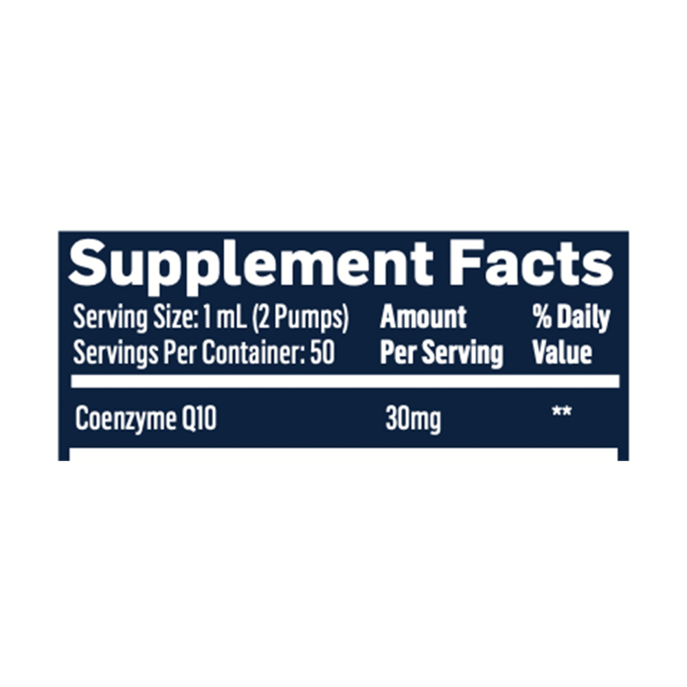 CoQ10 Supplement Facts Label