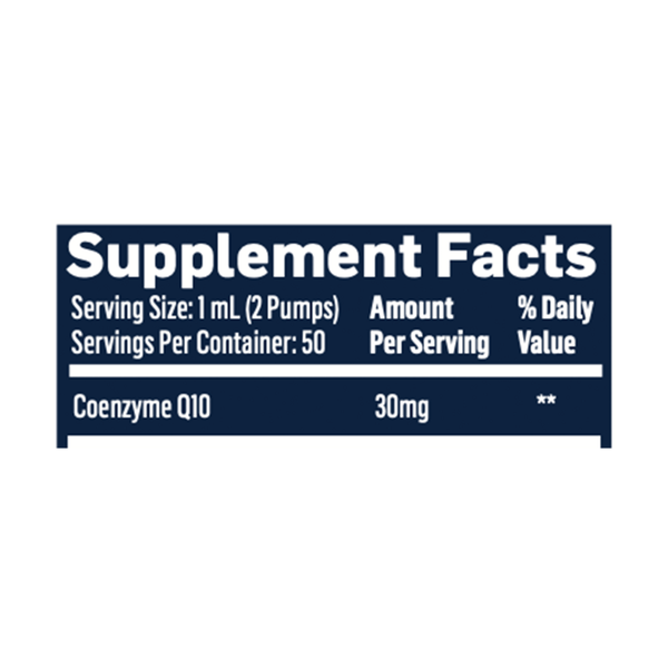 CoQ10 Supplement Facts Label