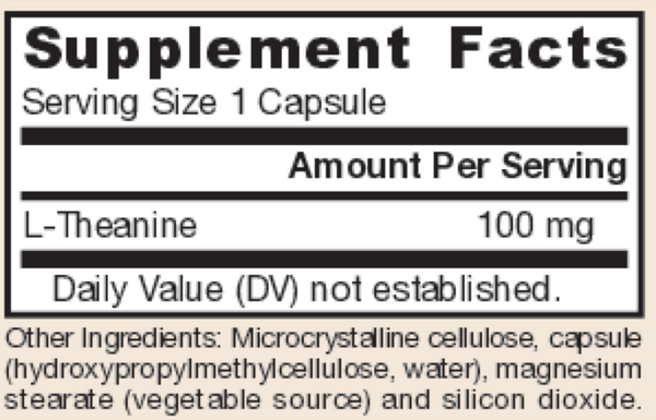 Theanine 100 Supplement Facts Label