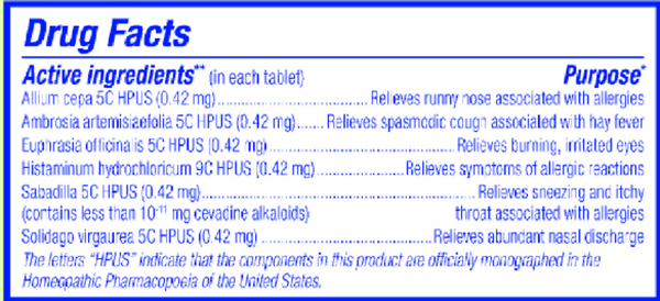 AllergyCalm Kids (RhinAllergy Kids) Supplement Facts Label