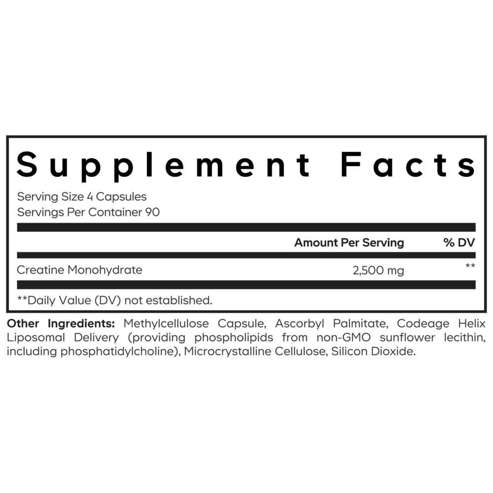 Liposomal Creatine Capsules Supplement Facts Label
