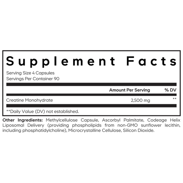 Liposomal Creatine Capsules Supplement Facts Label
