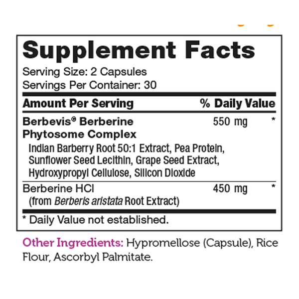 Berberine Supplement Facts Label