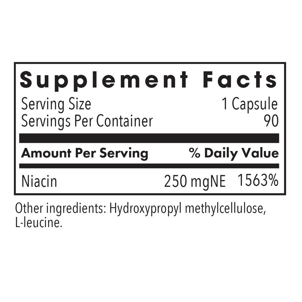Niacin Capsules Supplement Facts Label