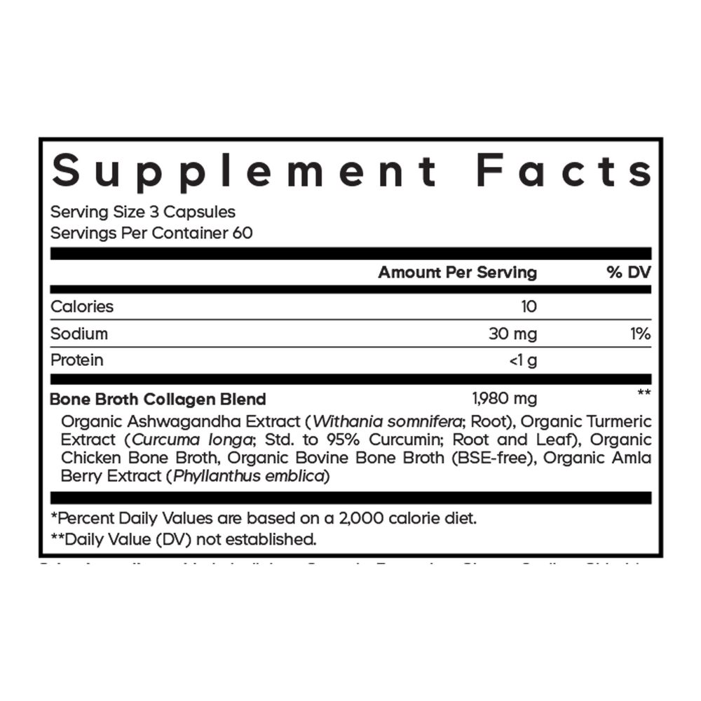 Bone Broth Collagen Supplement Facts Label