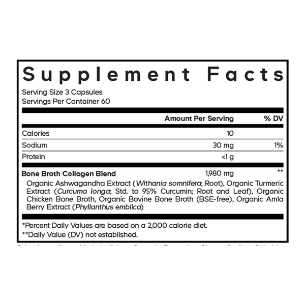 Bone Broth Collagen Supplement Facts Label