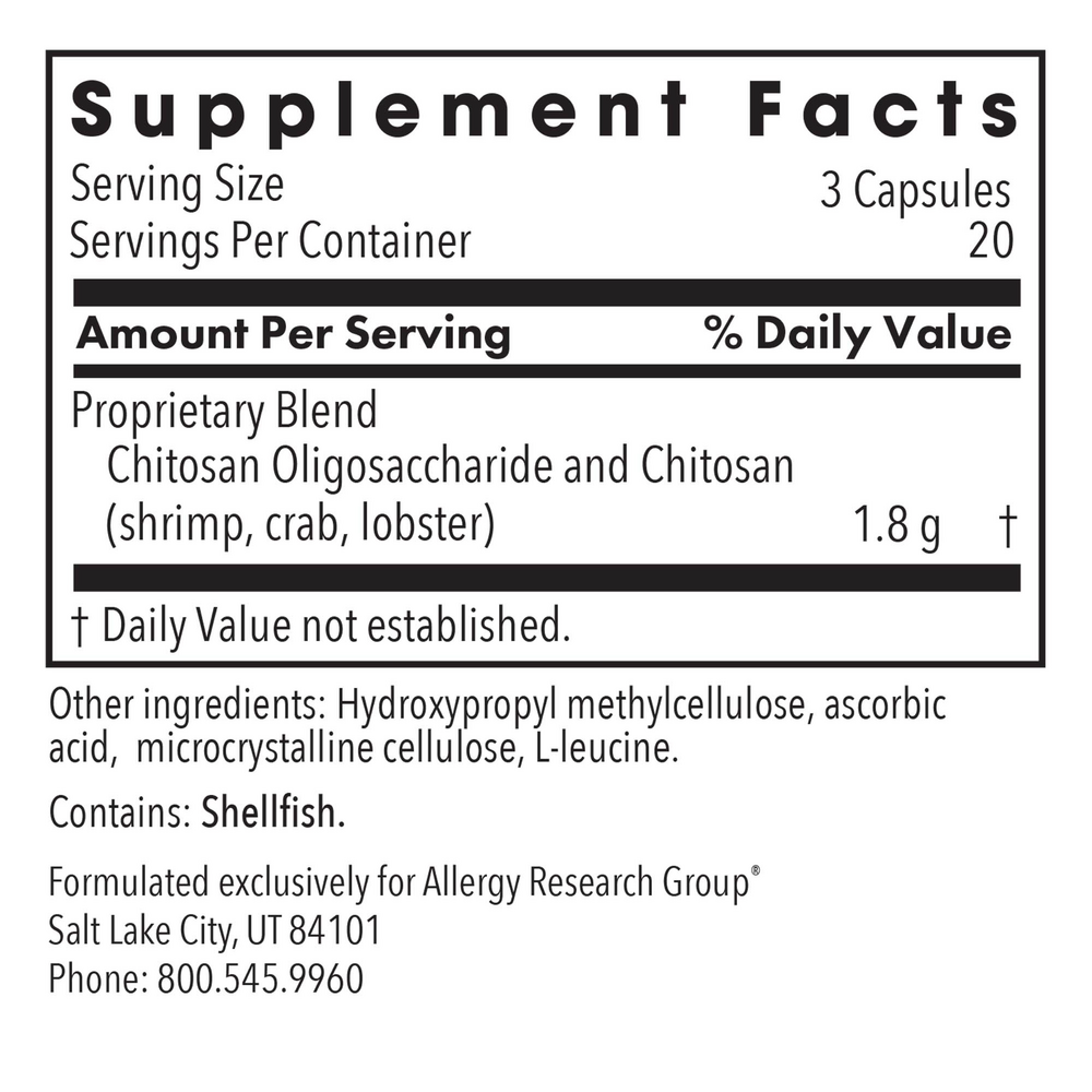 MicroChitosan™ Supplement Facts Label