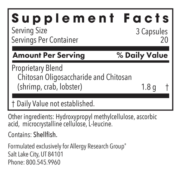 MicroChitosan™ Supplement Facts Label